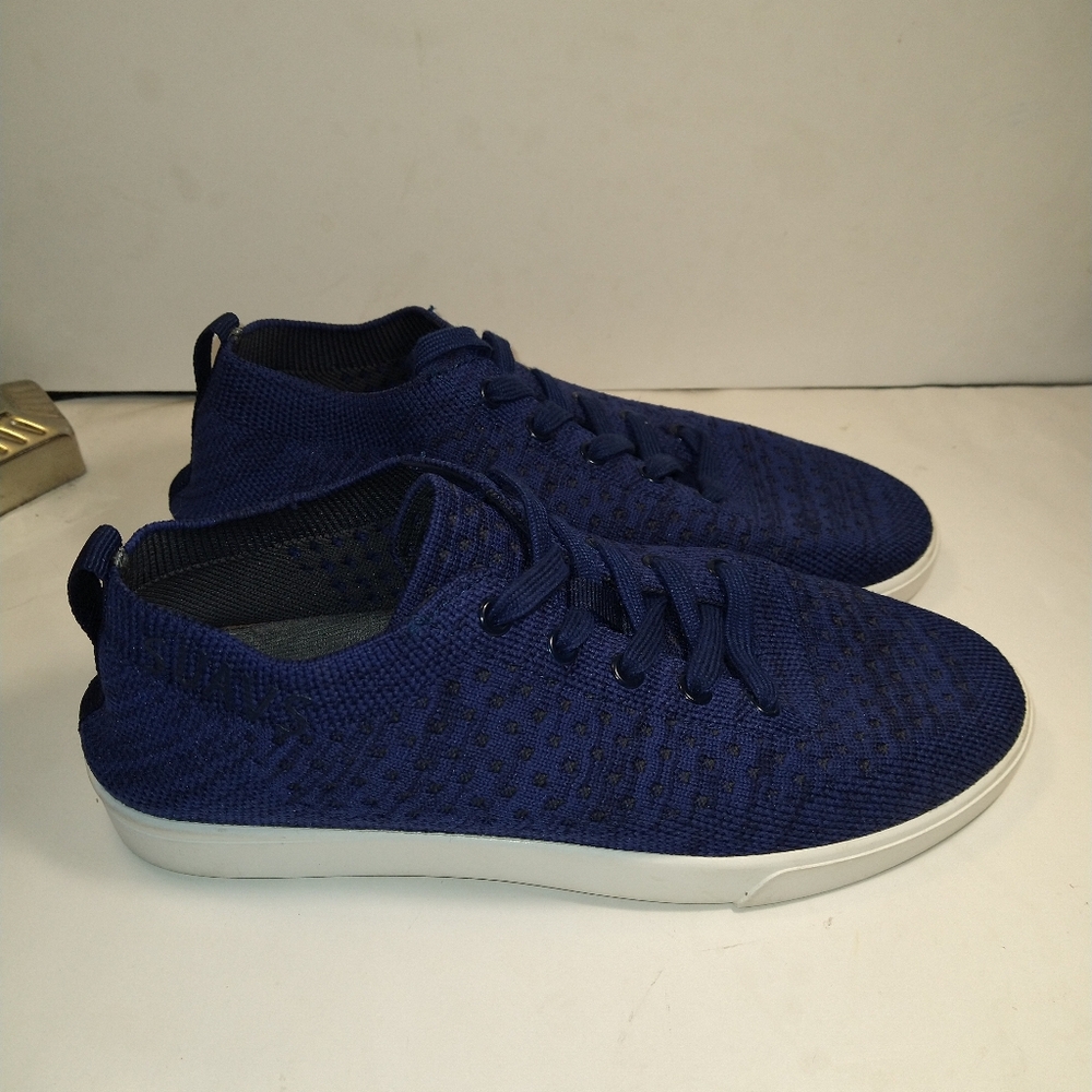 Suavs The Zilker Blue Knit Lace Up Casual Sneakers Shoes Women's sz 8 Men's sz 6